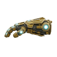 Futuristic Robotic Gauntlet with Glowing Blue Lights