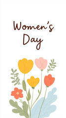 Beautiful floral illustration for Women's Day, featuring vibrant flowers and greenery.
