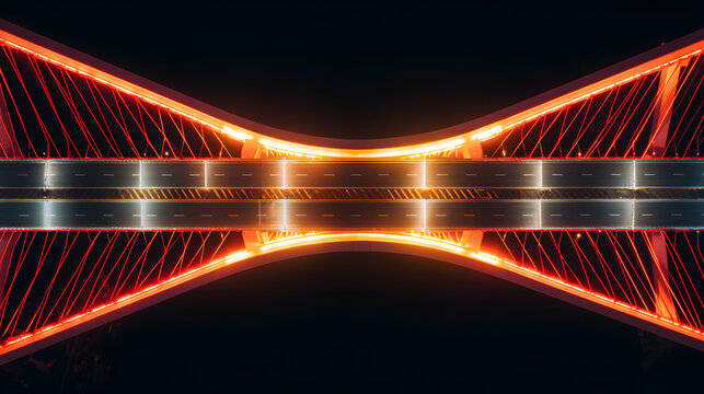 Nighttime illuminated bridge with symmetrical design