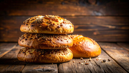 Traditional Bannock Bread on Wooden Background