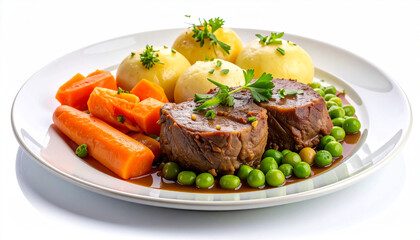 Jiggs Dinner on Clean White Background