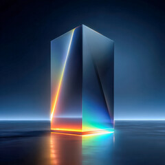 Close-up glossy dark glass with vivid neon reflections and smooth depth gradient