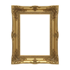 An ornate, antique gold picture frame with intricate detailing and a classic design.
