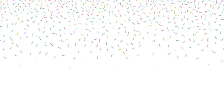 Colorful sprinkles banner background, colorful falling decorative sprinkles background