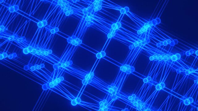 Abstract Blue Technology Background with Moving Dots &ndash; 12s Loop 4K