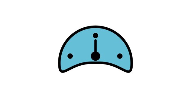 Speedometer Motion Icon. Flat line animation of a car speedometer icon representing performance, high speed, and automotive dashboard.