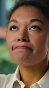 African American business woman showing mind brain explosion businesswoman head burst crazy idea blow female girl entrepreneur agent work problem working trouble shocked news reaction overload in city