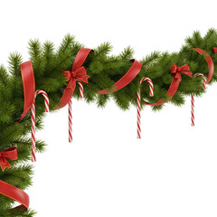 A festive garland with red and gold decorations for the holiday season