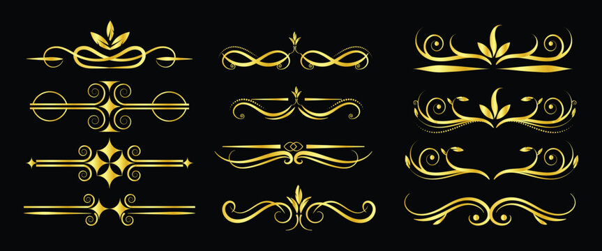 Vintage ornate fleur de lis vector set with floral scroll frame, decorative border elements, seamless retro pattern and elegant calligraphic wedding label design