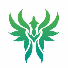 Green Tribal Phoenix Bird Vector Illustration Nature Spirit Logo