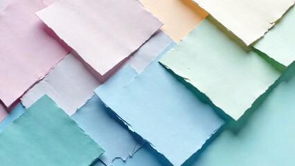 Fototapeta premium Pastel Paper Sheets Arranged in an Overlapping Pattern Creating an Abstract Design