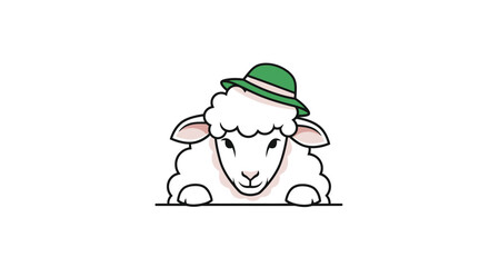 Naklejka premium Sheep with Green Hat