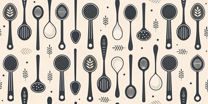 vector seamless pattern with spoon
