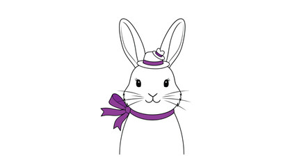 Obraz premium Easter Bunny with purple hat and scarf
