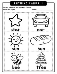 Kindergarten Read Across America Phonics Pack | No Prep Literacy Activities | Rhyming, CVC, Sight Words