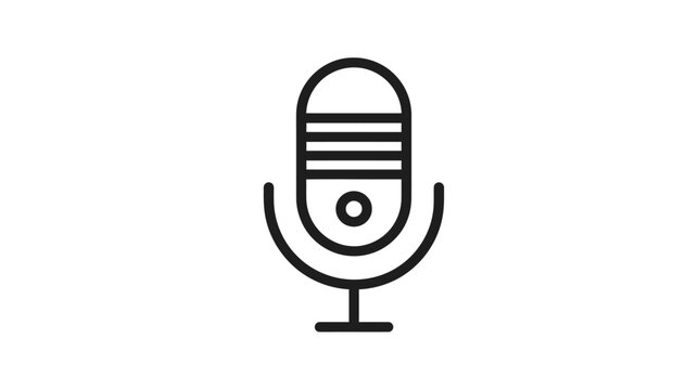 A black and white line drawing of a microphone on a white background