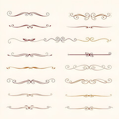 Obraz premium Decorative swirl, flourish, and underline vector collection for elegant design. ornament set includes calligraphic divider, swoosh, and curve elements for invitations, frames, logos, vintage projects