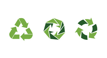 Obraz premium Green Recycling Symbols Set for Environmental Sustainability and Eco-Friendly Concepts