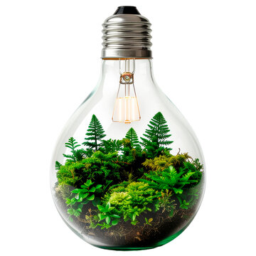 L&acirc;mpada com floresta tropical interior. PNG fundo transparente