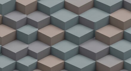Obraz premium Abstract Geometric Pattern of Interlocking Cubes in Muted Tones.