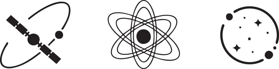 Satellite Orbit Space Technology Science Global Icons © Secret vec