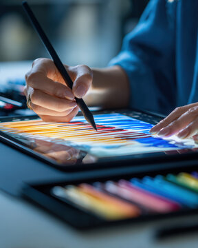 Digital Painting: Woman Artist at Work