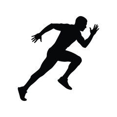 Runner Sprinting Forward Silhouette Vector