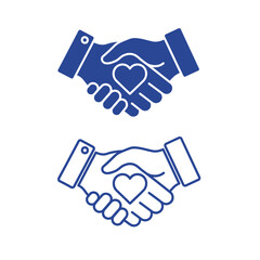 Obraz premium Two hands shaking with a heart in the middle, symbolizing partnership and love.