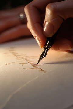 Fountain pen writing on paper