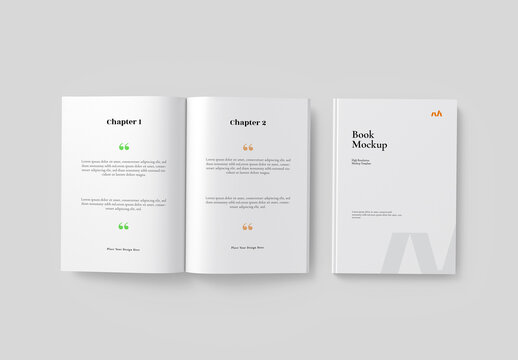 Open and Closed Book Hardcover Mockup