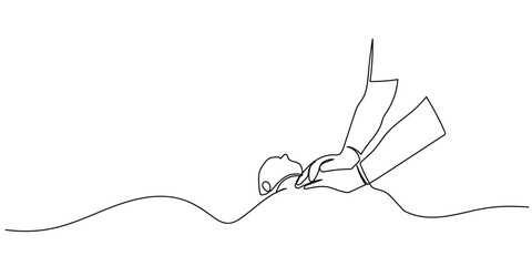 Single continuous line art style: A person is performing CPR to save a life. Line art Illustration Editable stroke. © Proongnee