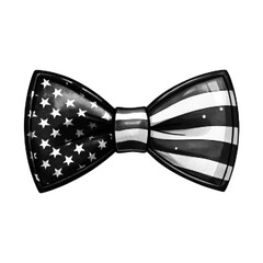 Bow tie with USA flag pattern in halftone style isolated on white background. Patriotic accessory illustration for Independence Day, election, celebration, and fashion design.