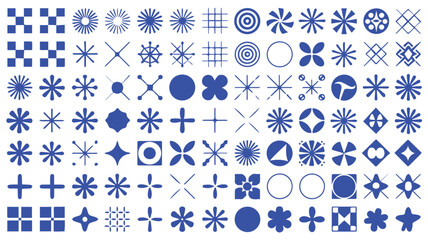 Diverse Geometric Vector Icons and Abstract Shapes Collection for Digital Design Projects