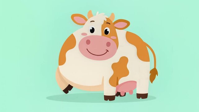 Cute Cartoon Cow Smiling Character Illustration Simple Design