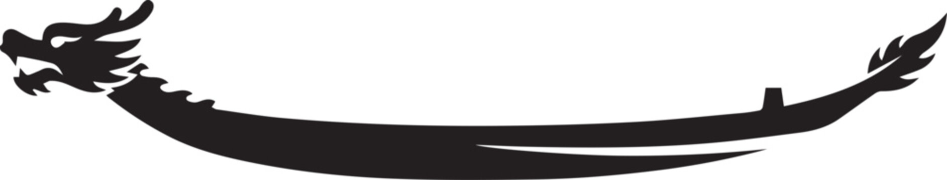 Dragon boat festival long racing canoe with ornate dragon head and tail side view traditional cultural watercraft silhouette