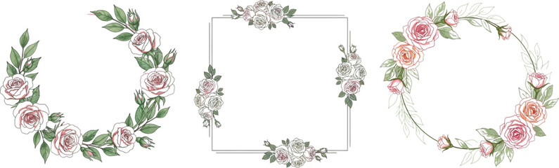 Obraz premium Floral lettering and ornaments illustration