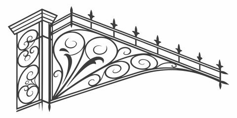 Intricate black and white illustration of an ornate architectural corbel © Gf
