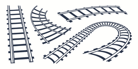 Diverse collection of curved and straight wooden ladders in black and white illustration © Gf