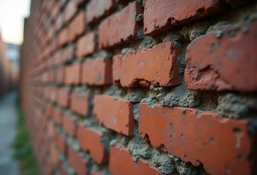 Rugged Brick Wall Mortar Authenticity Urban Textured Facade Architectural Character