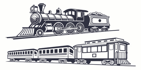 Historic steam locomotive pulling passenger cars along a railway track © Gf