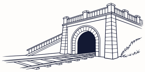 Ancient stone bridge with a single arch spanning over a dry riverbed © Gf