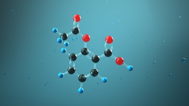 3D illustration Molecule Acetylsalicylic Acid.