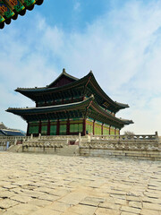 Obraz premium The view of Seoul city and Gyeongbokgung Palace