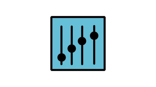 Vertical Equalizer Motion Icon. Professional animated vertical audio equalizer sliders for music production, sound mixing, and volume control settings.