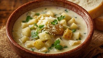Savory potato and leek soup. Delightful, light meal