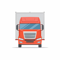 Front view of an orange commercial transport vehicle