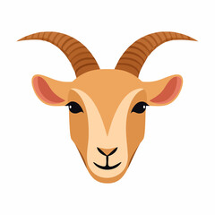 Cartoon Goat Head Illustration, Animal Portrait Graphic Design