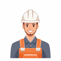 Smiling construction worker with safety helmet and uniform.