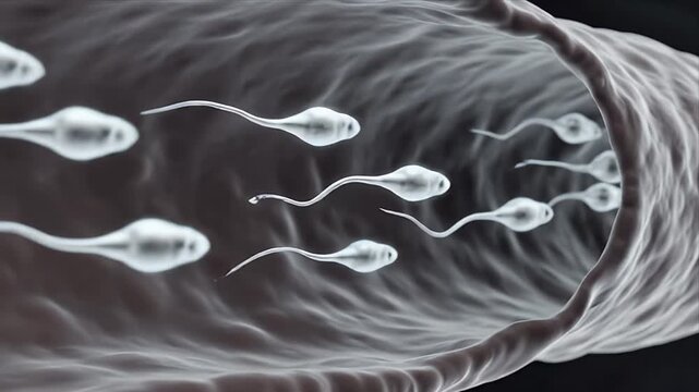 Detailed Microscopic Visualization of Sperm Transport Through Vas Deferens Microscopic Anatomy Showing Reproductive