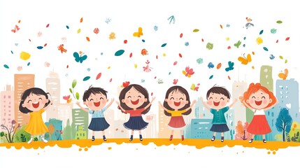 Fototapeta premium Illustration of Childrens Day Children
